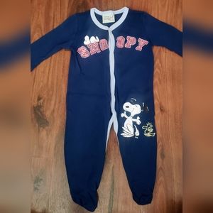 Vintage Snoopy Blue Footsie Pajamas size 9 months NWOT